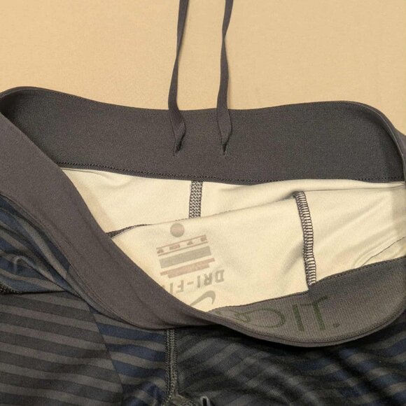 Nike Dri Fit Capri Leggings Size XS Black & Blue Horizontal Stripes 503476-437 - Picture 4 of 12